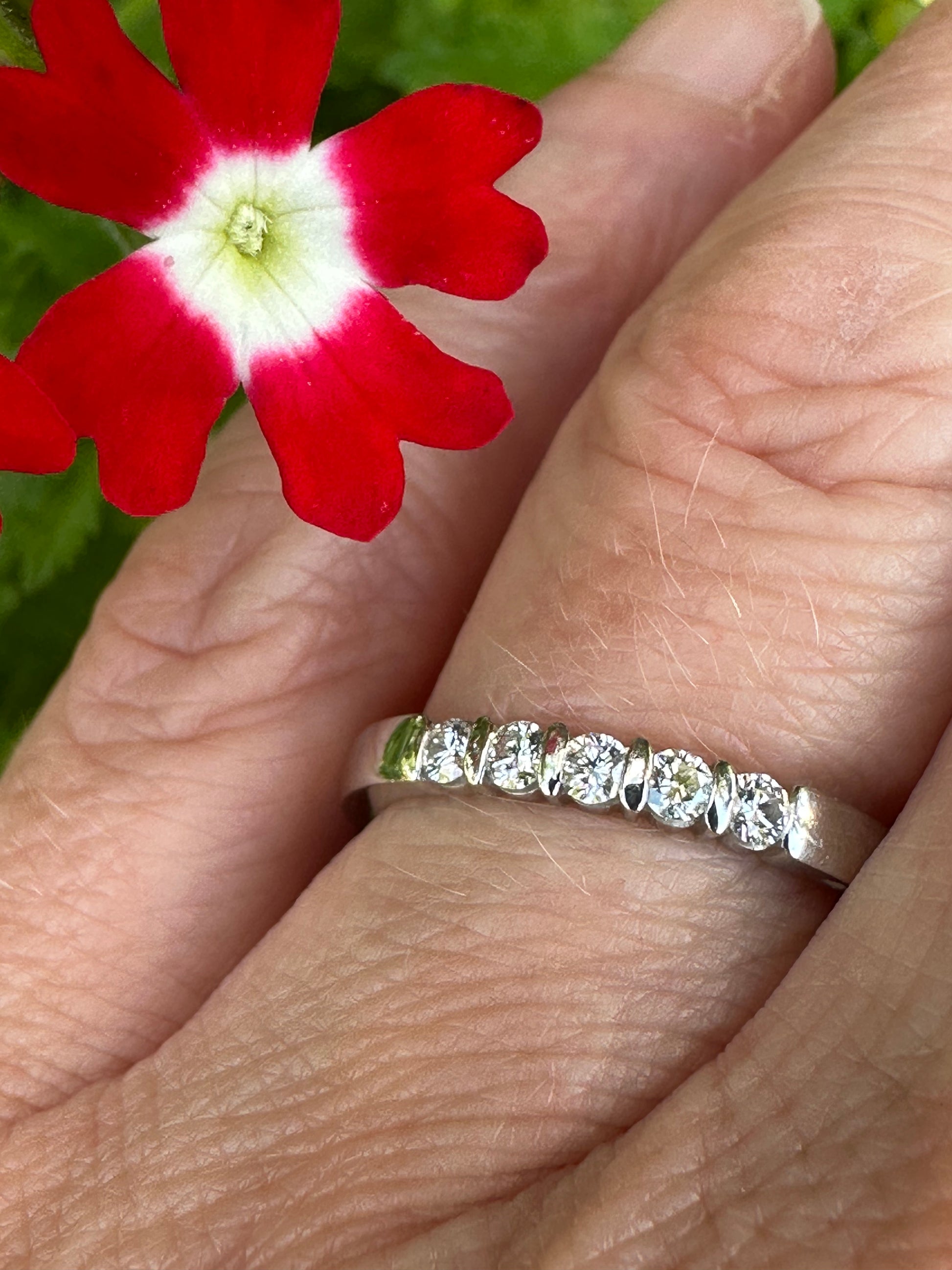 Furrer Jacot Platinum eternity band set with five diamonds in bar setting Ring Furrer Jacot   