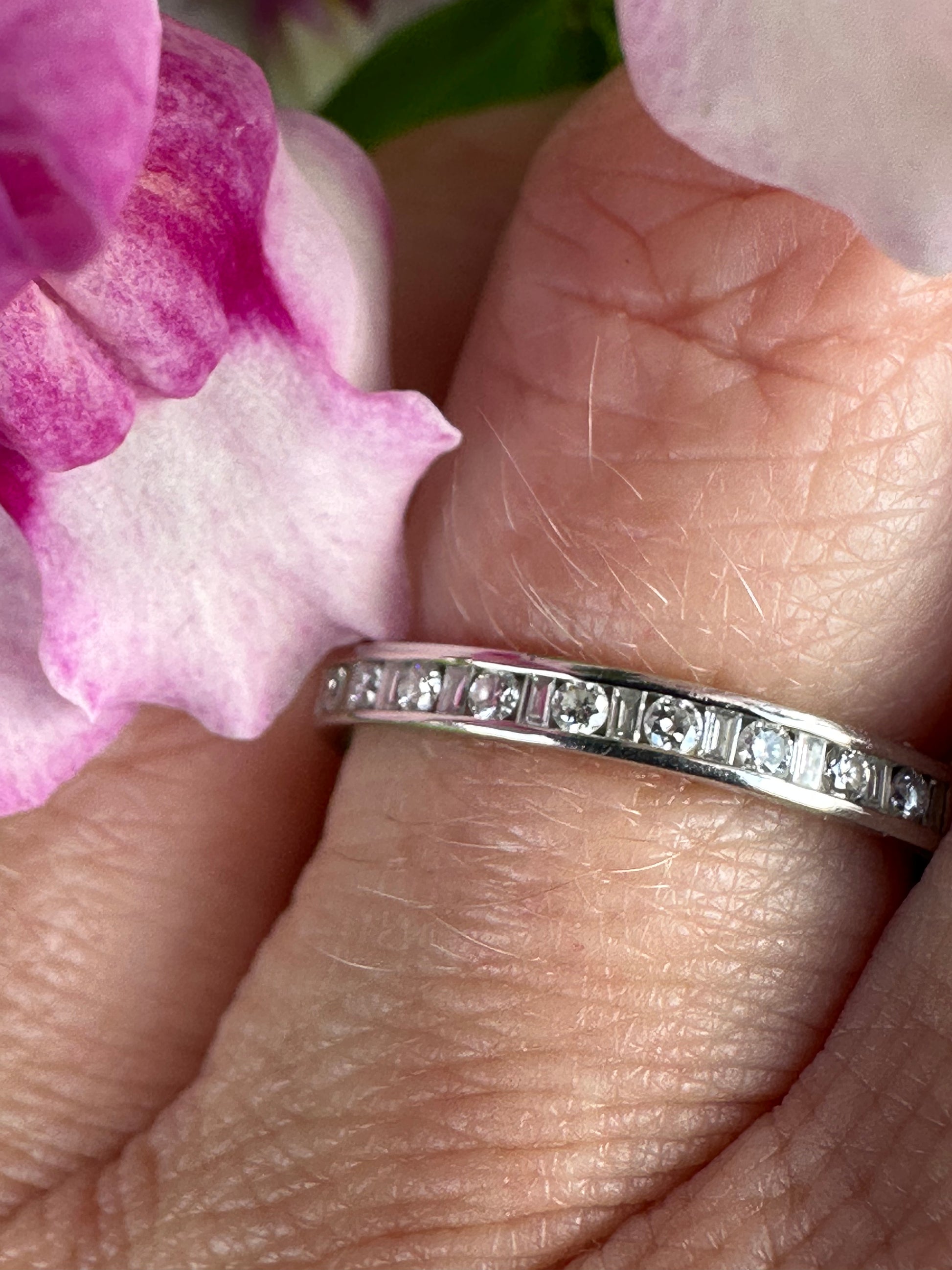 Platinum brilliant/baguette Certified Diamond half eternity ring Ring Rock Lobster   