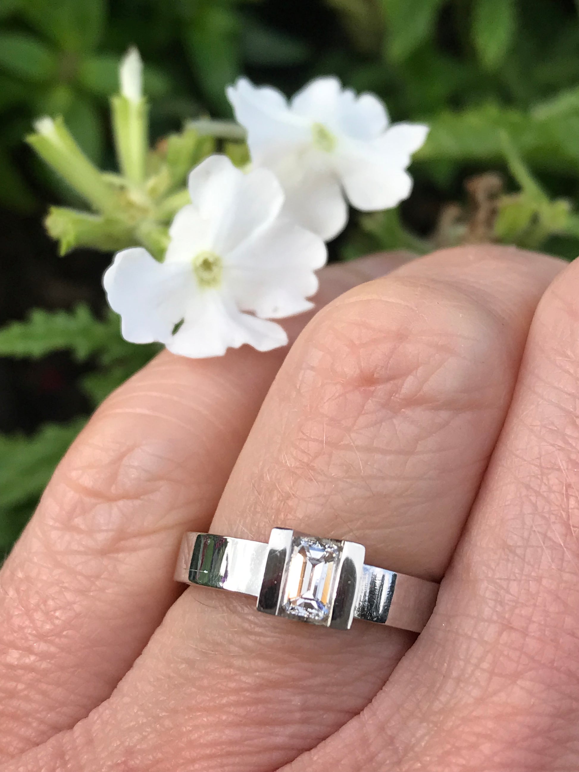 Platinum 0.36ct emerald cut diamond ring Ring Rock Lobster   