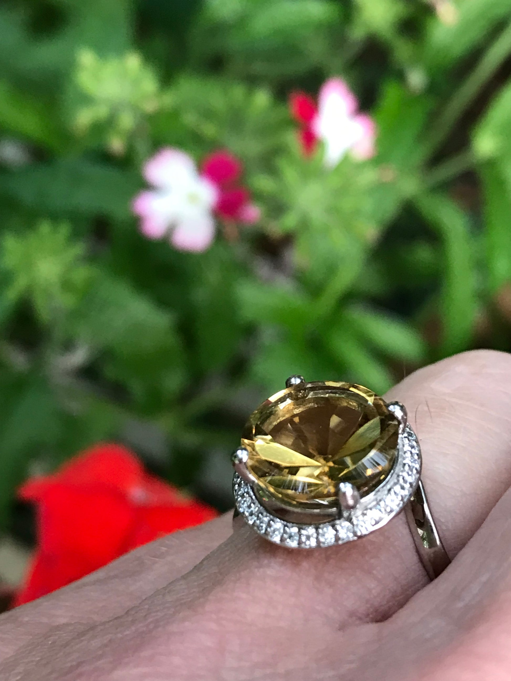 Palladium ring set with a 3.83ct Citrine and diamonds Ring Rock Lobster   