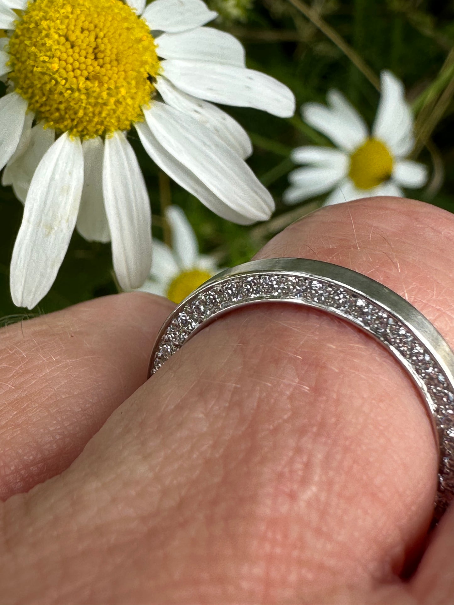 Flat profile platinum band with side set diamonds 0.38ct Ring Henrich & Denzel   