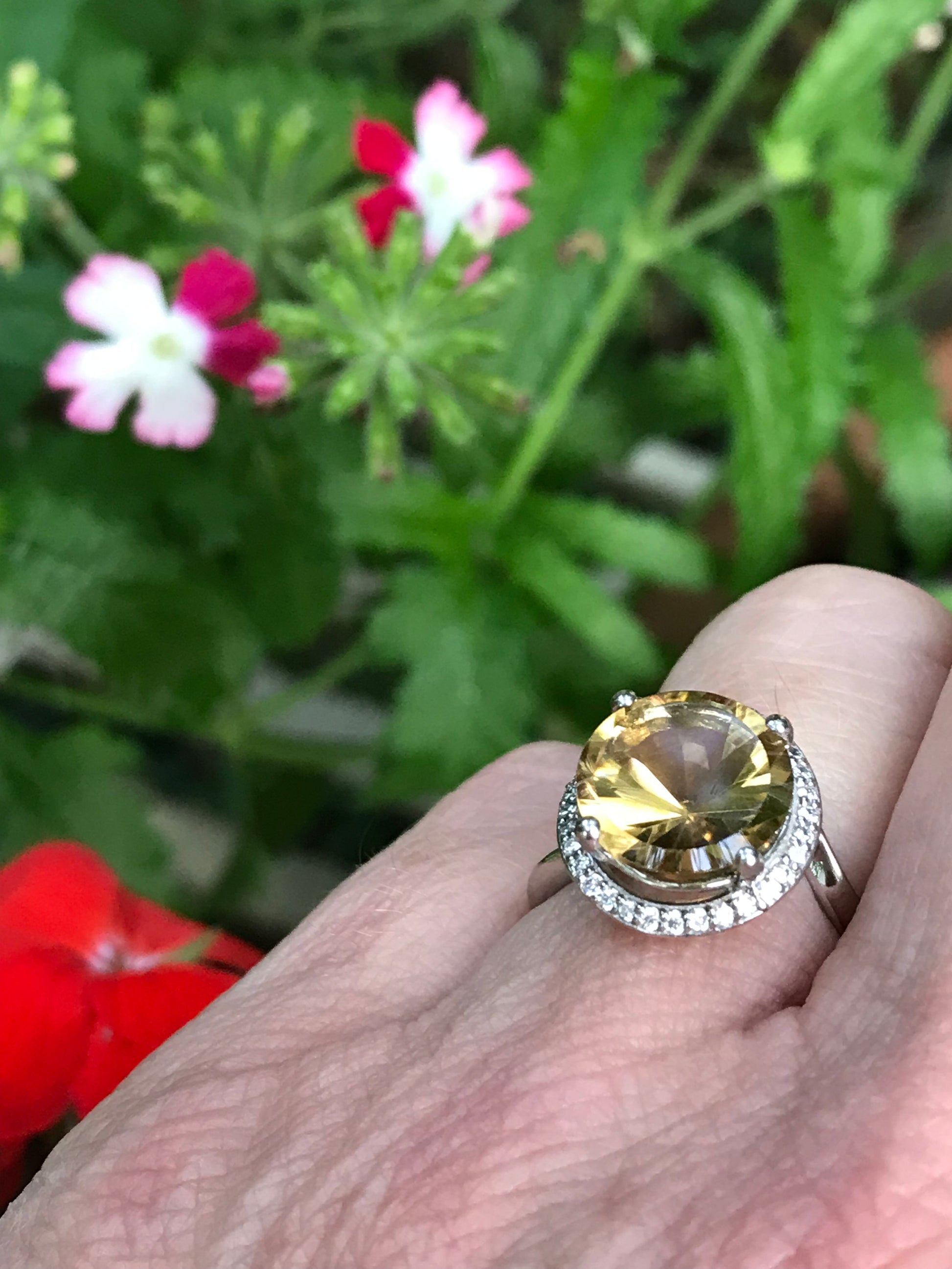 Palladium ring set with a 3.83ct Citrine and diamonds Ring Rock Lobster   